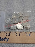 46 silver dimes various years up to 1964
