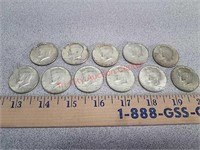 11 Kennedy half dollars 1964 silver
