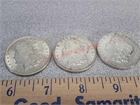 3 Morgan silver dollars 1921