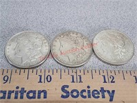 3 Morgan silver dollars 1921