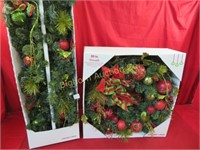 30" Christmas Wreath Matching 9ft Garland