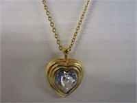 Princess House Gold & Crystal Heart Pendant For