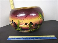 Planter hand painted & signed; Mexico