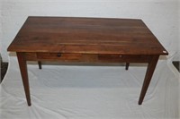 Antique Solid Cherry 2 Drawer Table