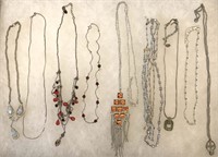 Chain necklaces, Silvertone necklaces, stone