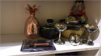 Group lot, copper pineapple, cook pots, mixing