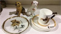 2 dogs, dog tray, Royal Doulton fox hunt cup &