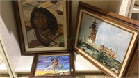 3 framed original oil paintings on artist board,