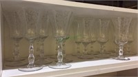 Two size sets of Cambridge wine glasses, 8 tall