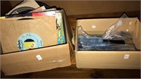Box of vintage 45 RPM records, set of stainless