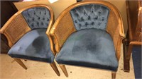 Pair of barrel back living room chairs with Kane