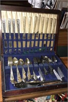 Silver chest with the silverplate flatware set