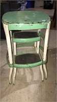 Vintage kitchen stool with pull out step stool,