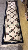 Floral runner rug, 94 x 24, (793)