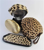 Leopard Hat, Hand Warmer, Purse, Gold Purse