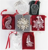Seven Waterford Crystal and Sterling Ornaments