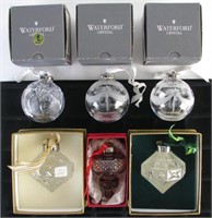 Six Waterford Crystal Christmas Ornaments