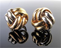 18K Tri-Color Lady's Love Knot Earrings