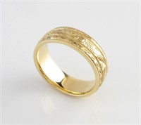 14K Yellow Gold Gent's Engraved Band by Gary Thrap