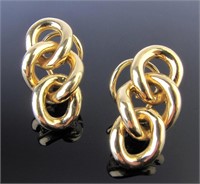 Pair of 18K Yellow Gold  Chain Link Style Earrings
