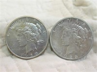 2 1925 PEACE SILVER DOLLARS MS