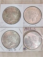 1922 PEACE SILVER DOLLAR LOT OF 4