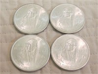LOT OF 4 1977 SILVER 10 PESSO COINS