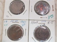 LOT OF 4 LARGE CENT 1849 50 51 X2