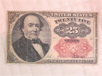 1874 25 CENT FRACTIONAL CURRENCY