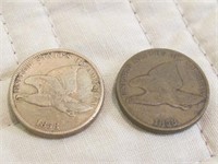 2 FLYING EAGLE EAGLE PENNIES  BOTH 1858