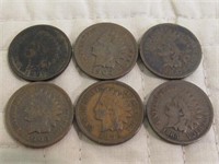 LOT OF 6 INDIAN PENNY HEAD1897 65 94 88 1902 05