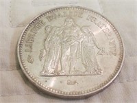 1975 50 FRANCS SILVER COIN UNC