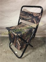 Camo folding hunters stool with insulated storage