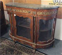 Green Marble Top Antique Buffet Cabinet