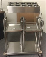 Rolling Stainless Steel Utensil Tray Server Cart