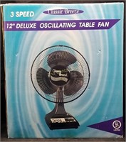 New 3 Speed Classic 12" Deluxe Oscilating Fan
