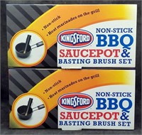 2 New Kingsford Bbq Saucepot & Basting Brush Sets