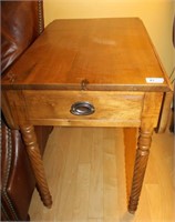 WALNUT DROPSIDE END TABLE WITH BARLEAF TWIST LEGS