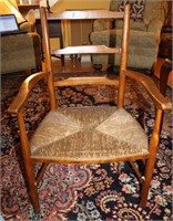 19TH CENTURY WOVEN SEAT FIRESIDE CHAIR MISSING