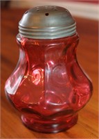 CRANBERRY GLASS SUGAR/TALC SHAKER