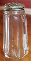 CRYSTAL WITH STERLING LID SUGAR/TALC SHAKER