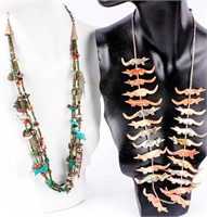 Jewelry Lot of Two Fetish Style Necklaces