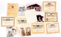 Civil War Discharge Papers, Stock Certificates ++