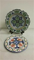 2 Mexico platters hand painted