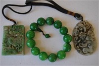 2 Antique Asian Pendants, Bracelet