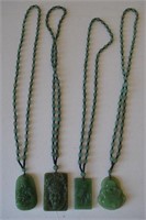 4 Antique Asian Pendant Necklaces