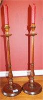 PAIR OF WALNUT BANQUET CANDLESTICKS