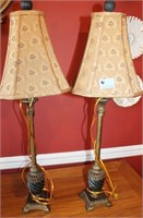 PAIR OF COMPOSITE CANDLESTICK LAMPS ELECTRIC