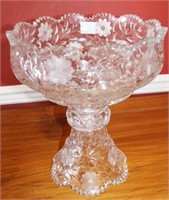 CRYSTAL ETCHED 11.5" PUNCH BOWL WITH STAND