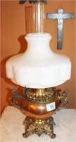 BRASS AND COPPER OIL LAMP THAT HAS BEEN CONVERTED